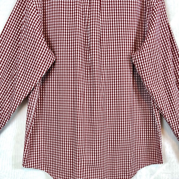 Men’s Red and White Gingham Long Sleeve Izod Button Front Shirt / Large - Picture 12 of 12